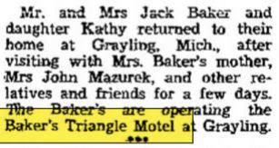 Bakers Triangle Motel (Casons Triangle Motel) - Dec 1961 Article From Wakefield News